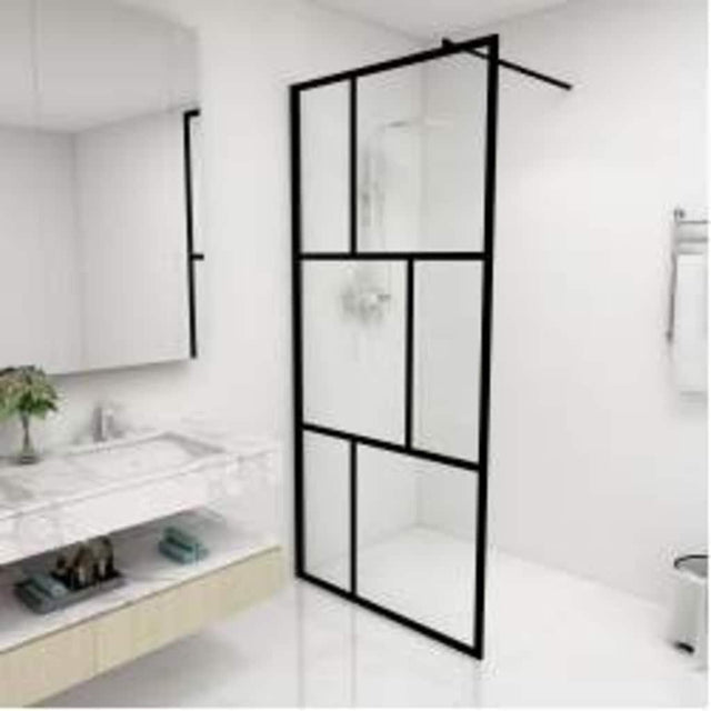 Vidaxl Walk -I brusevæg 90x195 cm hærdet glas sort