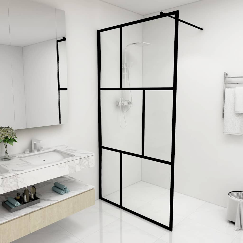 Vidaxl Walk -I brusevæg 100x195 cm afsluttet glas sort