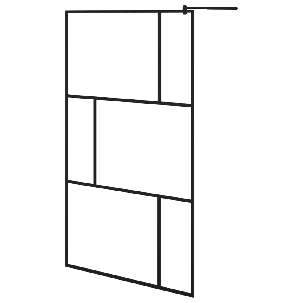 Vidaxl Walk -I brusevæg 115x195 cm hærdet glas sort