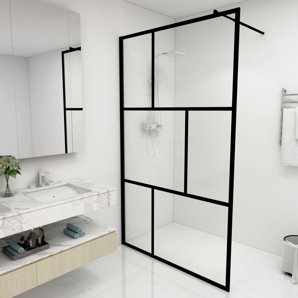Vidaxl Walk -I brusevæg 115x195 cm hærdet glas sort
