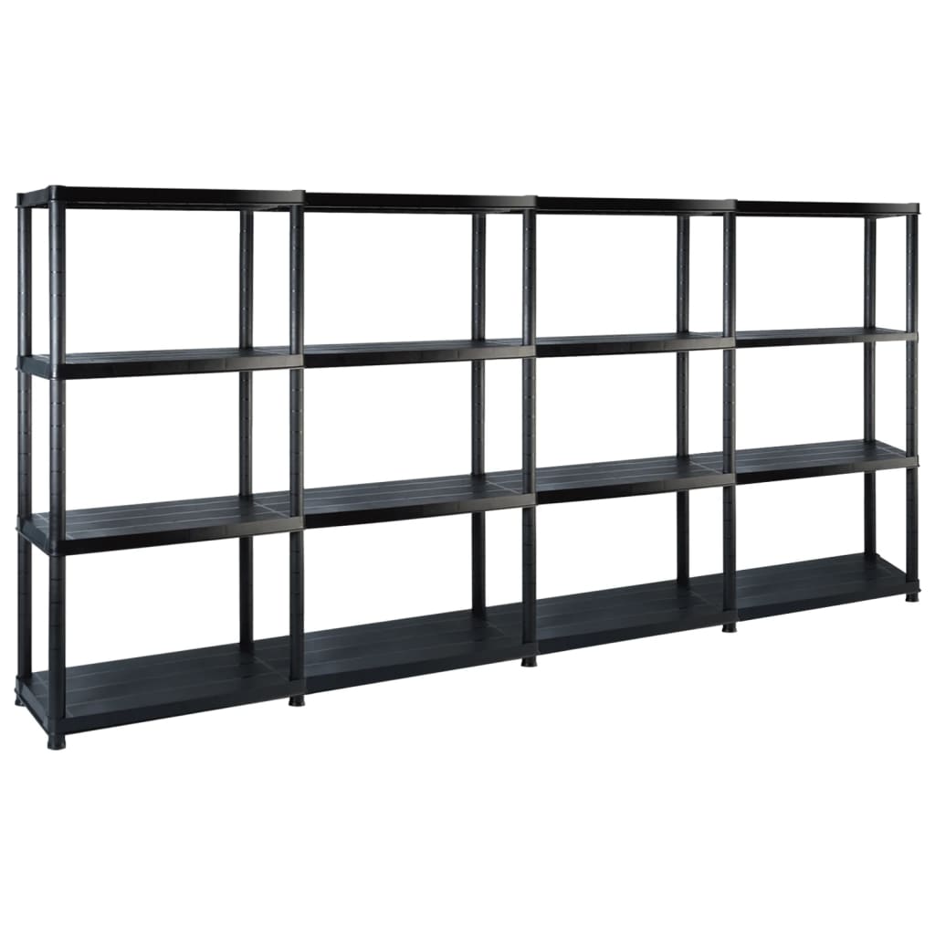 Vidaxx opbevaringsstativ 4-lags 244x30,5x130 cm plast sort