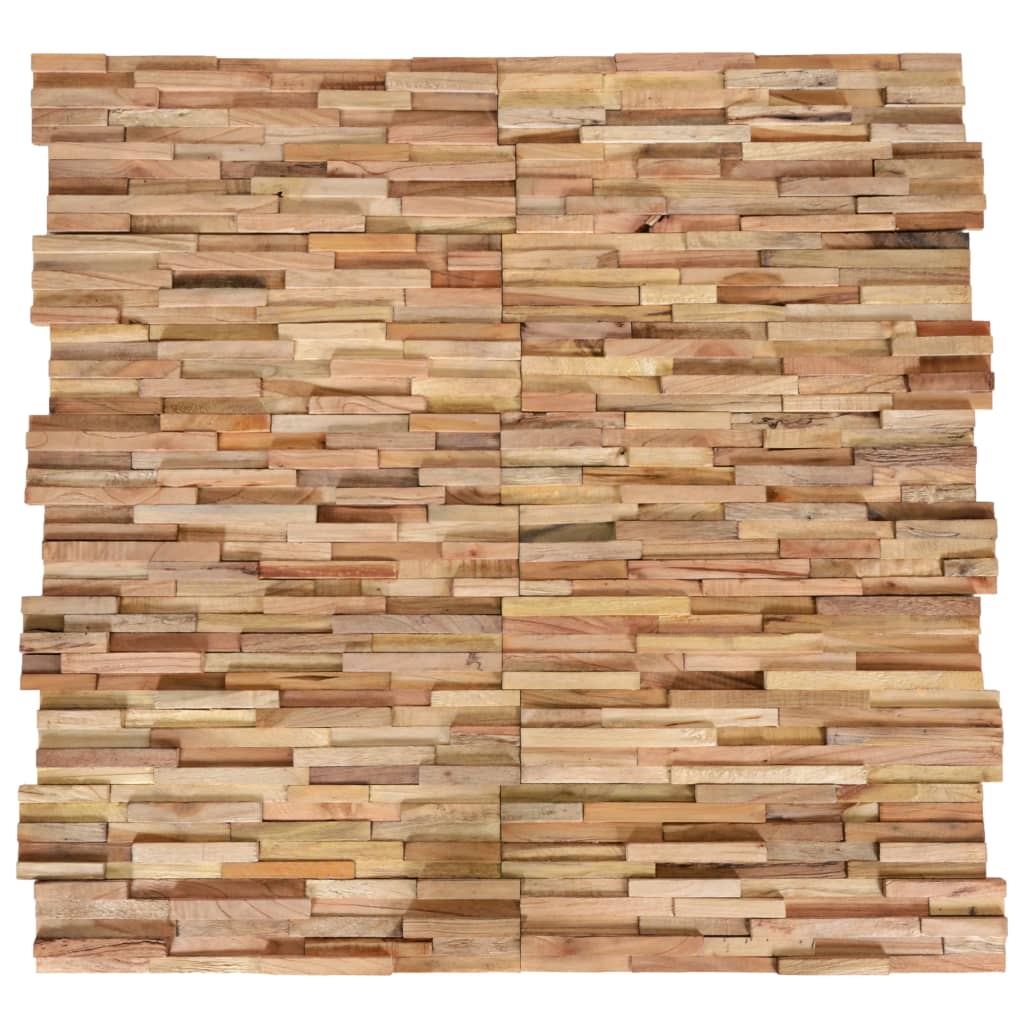 VIDAXXL Vægpaneler 10 stk 3d 1,08 m² solid teak træ