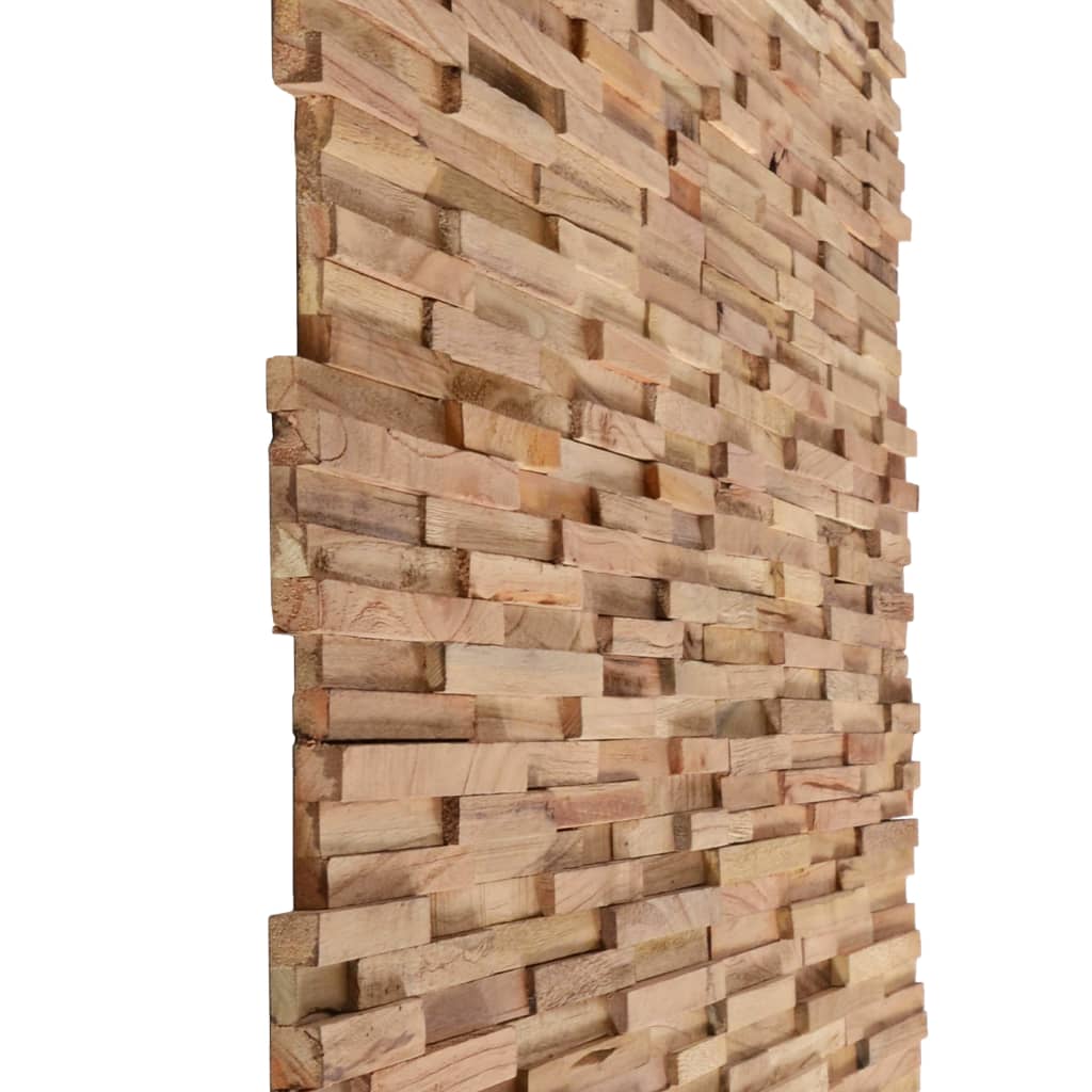 VIDAXXL Vægpaneler 10 stk 3d 1,08 m² solid teak træ