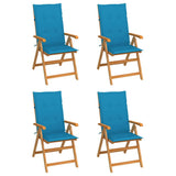 Vidaxl tuinstoelen 4 st met blauwe kussens massief teakhout