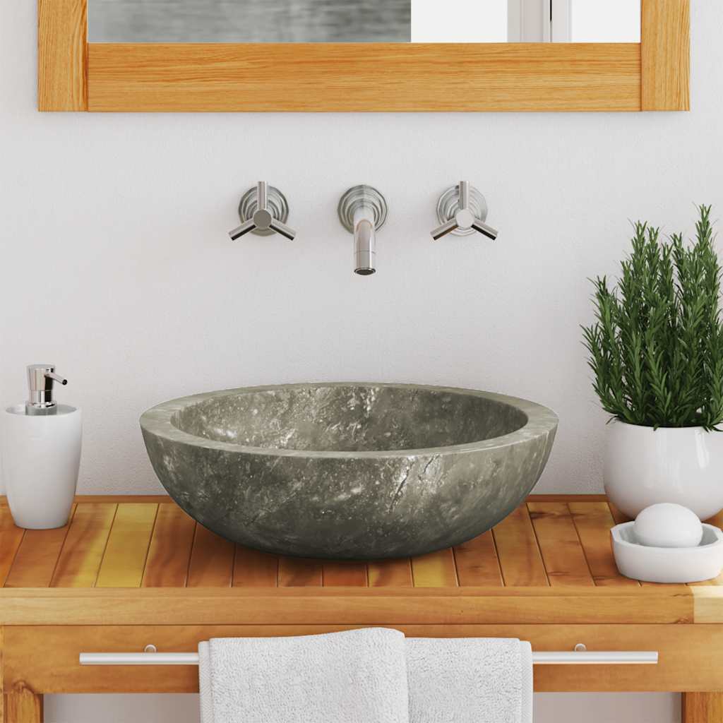 Vidaxl Sink Ø40x12 cm marmorgrå