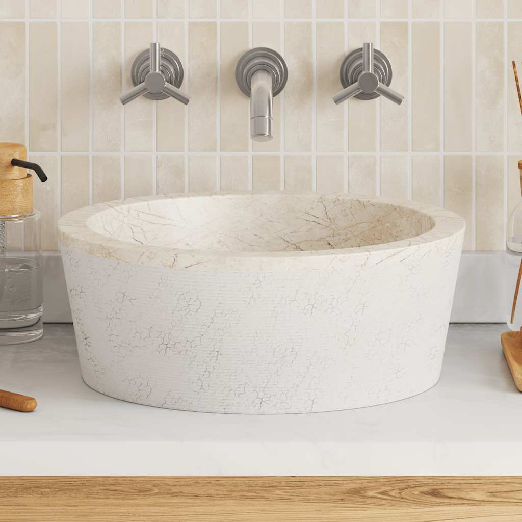 Vidaxl Sink Ø40x15 cm marmorcreme farvet