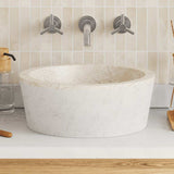 Vidaxl Sink Ø40x15 cm marmorcreme farvet
