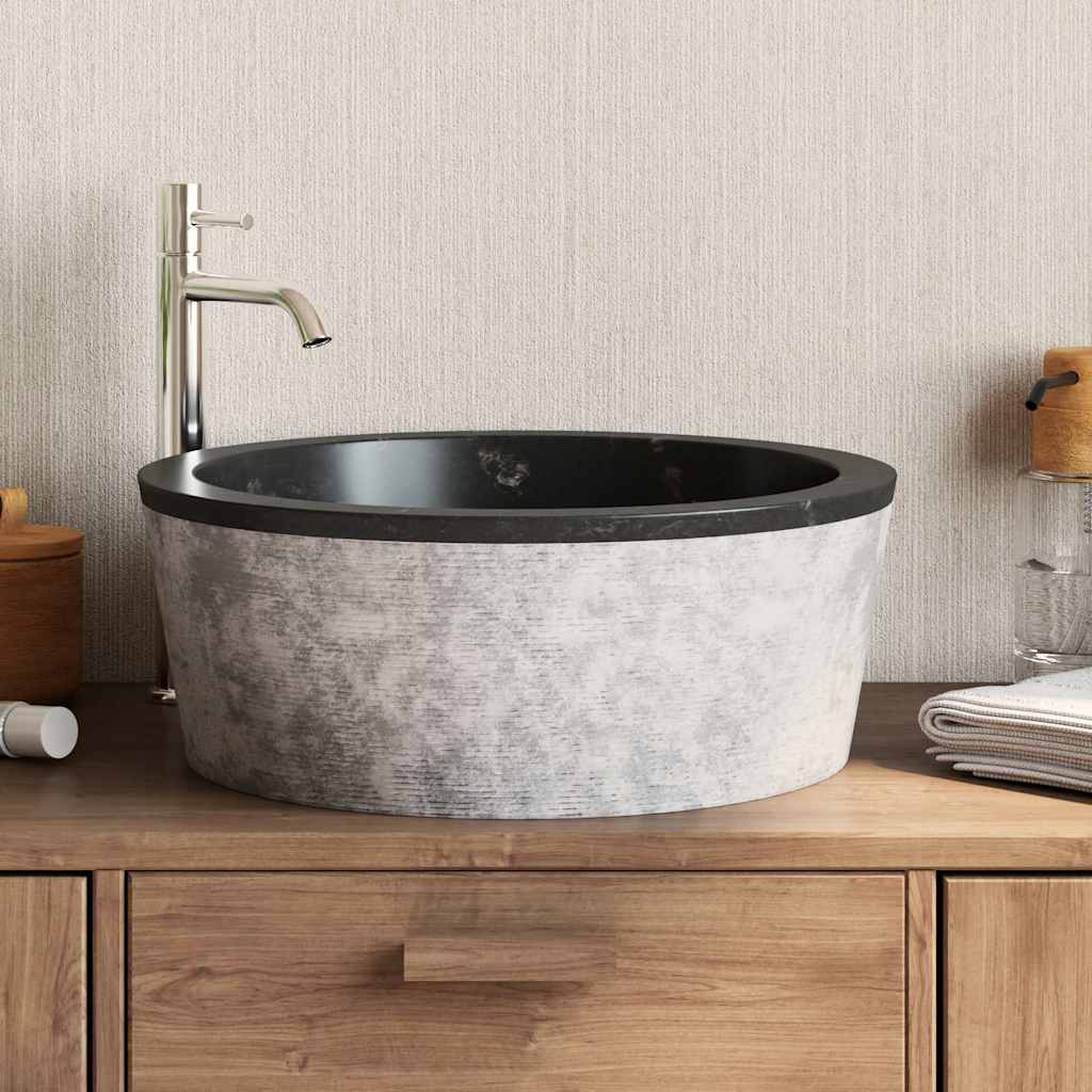 Vidaxl Sink Ø40x15 cm marmor sort