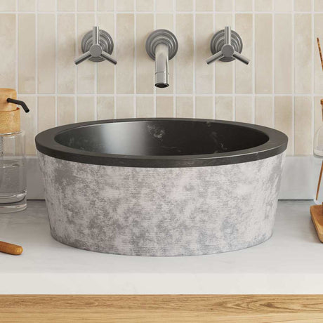 Vidaxl Sink Ø40x15 cm marmor sort