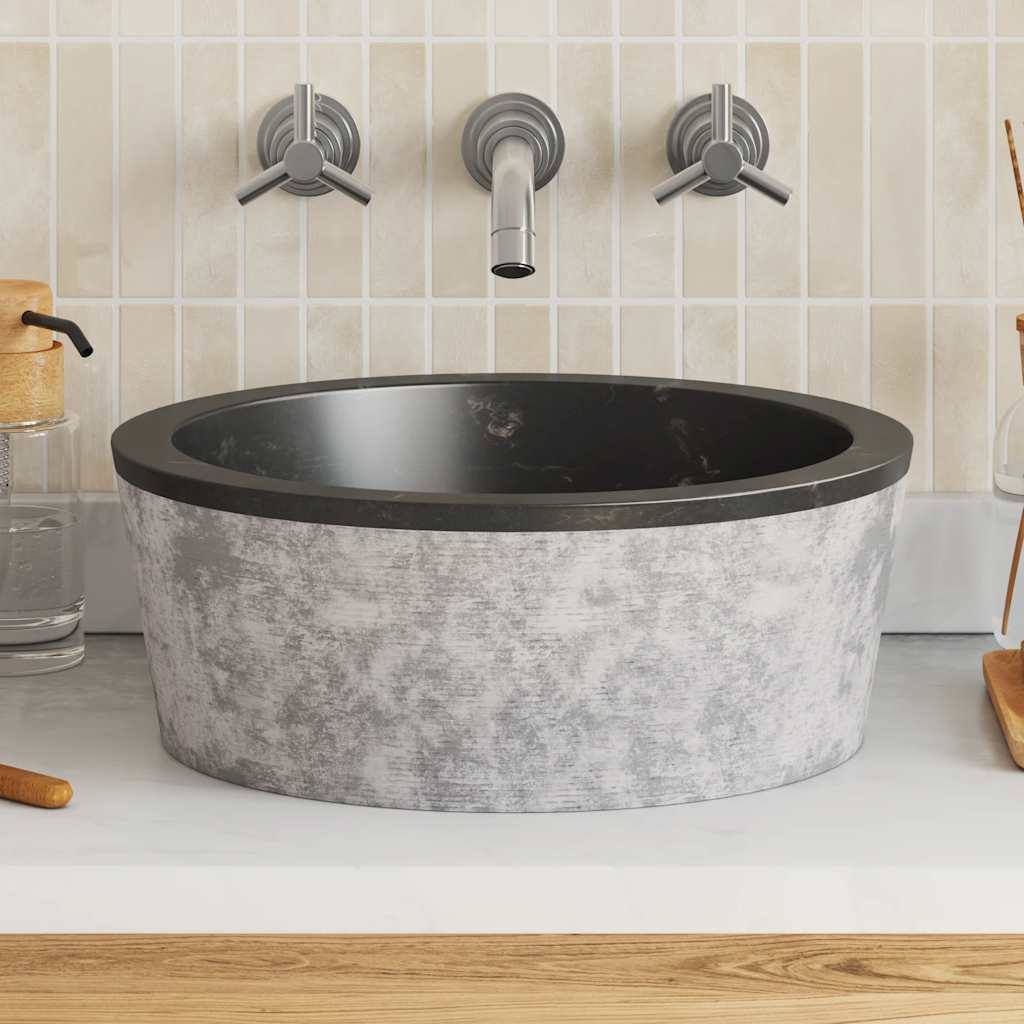 Vidaxl Sink Ø40x15 cm marmor sort