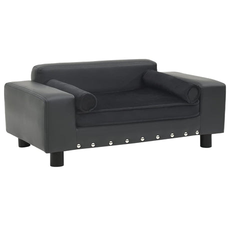 Vidaxl Dog Bank 81x43x31 cm plys og kunstig læder mørkegrå