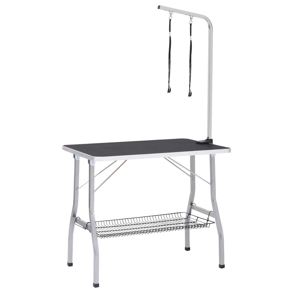 Vidaxl Dog Trim Table justerbar med 2 sløjfer og opbevaringsvidenskab