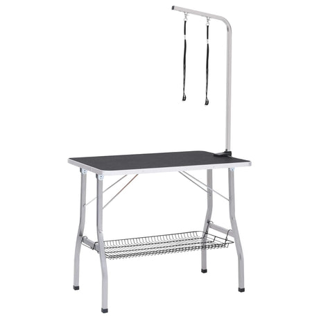 Vidaxl Dog Trim Table justerbar med 2 sløjfer og opbevaringsvidenskab