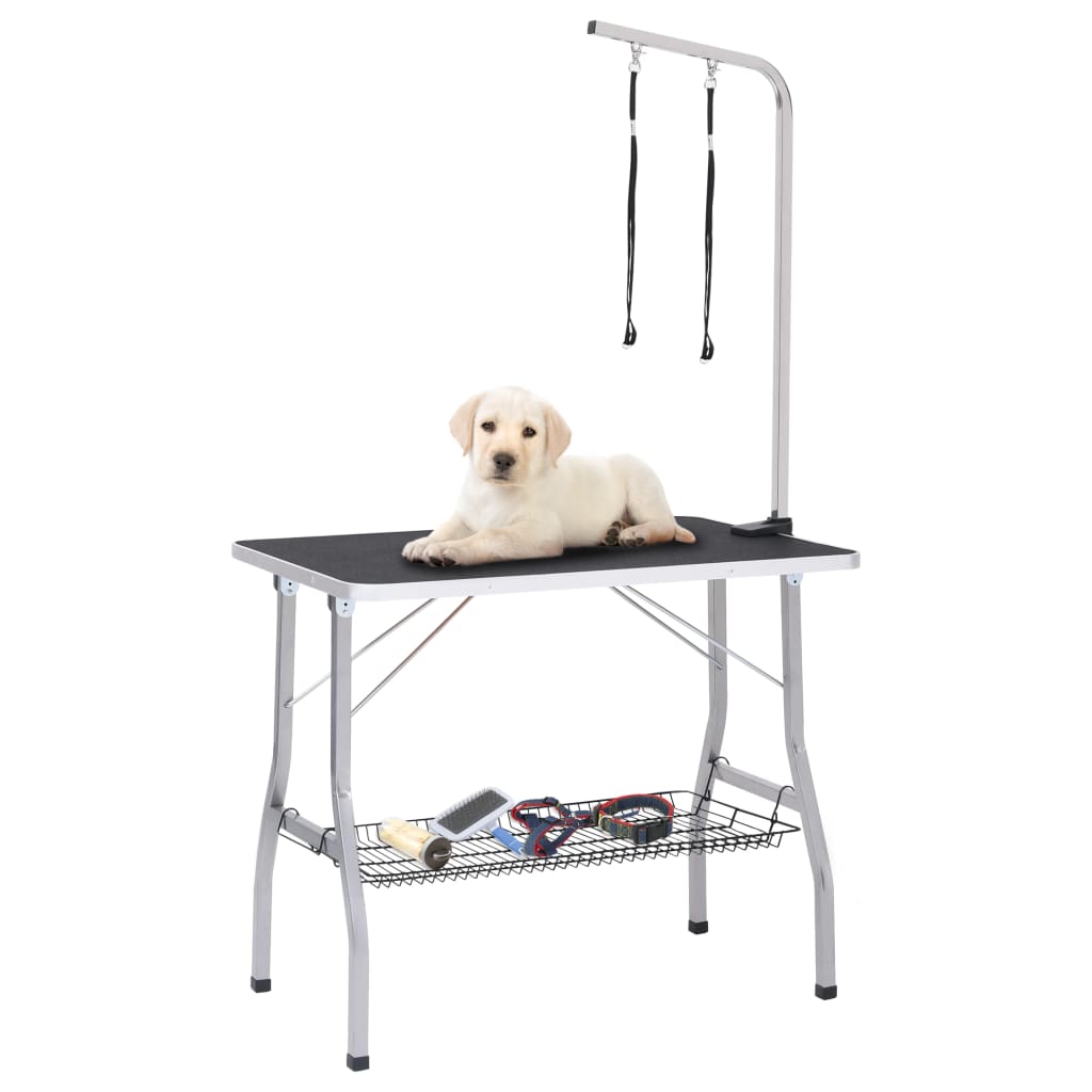 Vidaxl Dog Trim Table justerbar med 2 sløjfer og opbevaringsvidenskab