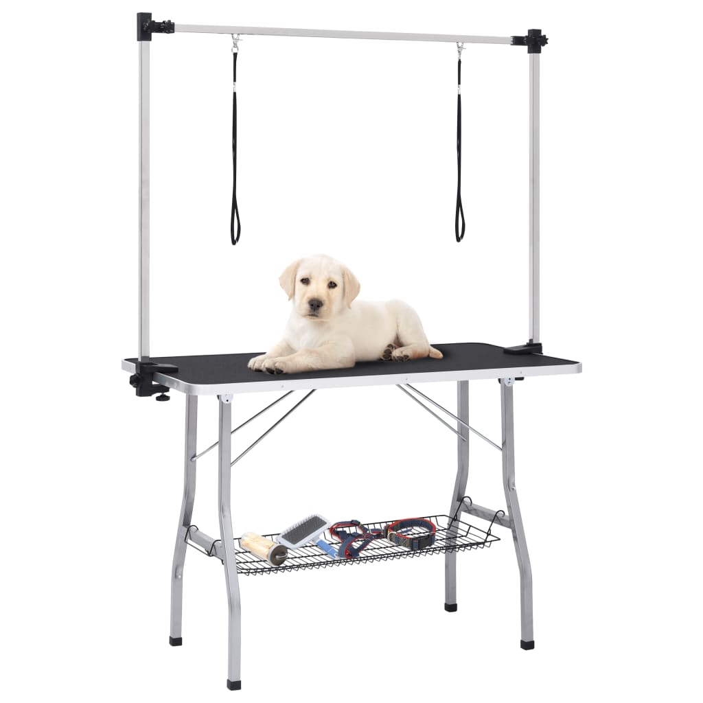 Vidaxl Dog Trim Table justerbar med 2 sløjfer og opbevaringsvidenskab