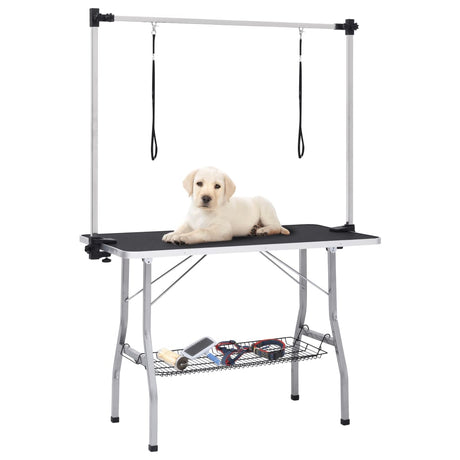 Vidaxl Dog Trim Table justerbar med 2 sløjfer og opbevaringsvidenskab
