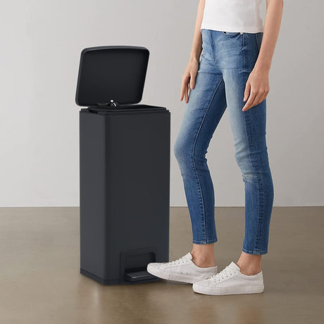 Vidaxl pedal bager med anti-fingerprint 30 l rustfrit stål sort