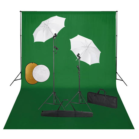 Vidaxl fotostudiesæt med lamper, paraplyer, baggrund og reflektor