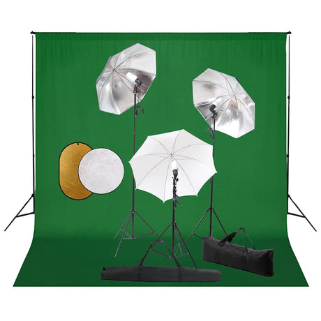 Vidaxl fotostudiesæt med lamper, paraplyer, baggrund og reflektor