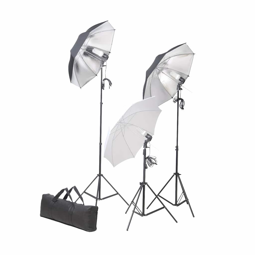 Vidaxl fotostudiesæt med lamper, paraplyer, baggrund og reflektor