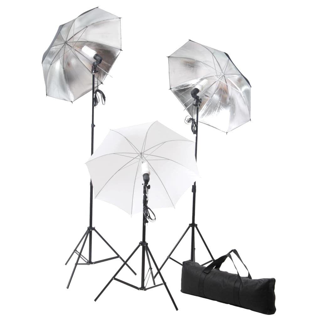Vidaxl fotostudiesæt med lamper, paraplyer, baggrund og reflektor