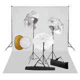 Vidaxl fotostudiesæt med lamper, paraplyer, baggrund og reflektor