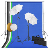 Vidaxl fotostudiesæt med lamper, paraplyer, baggrund og reflektor