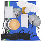 VidaXL fotostudiesæt med softbox-lys, paraplyer, baggrundsreflektor