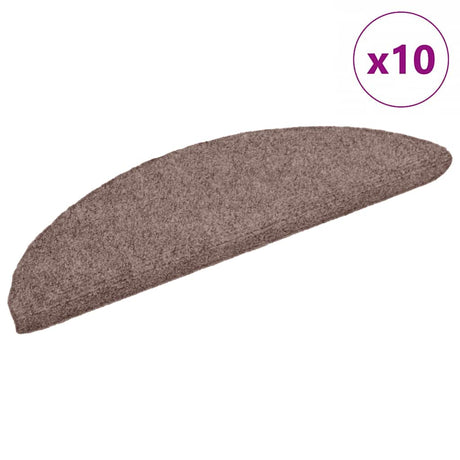 VidaXL trappemåtter selvklæbende 10 stk 56x17x3 cm lysebrune halvcirkelformede