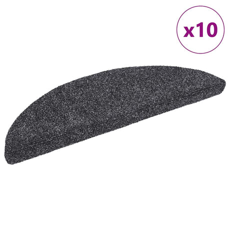 Vidaxl Stair Mats Self -fast 10 stykker 56x17x3 cm mørkegrå halvkugle