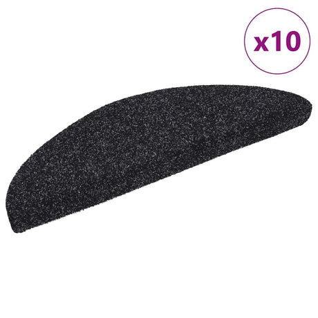 Vidaxl Stair Mats Self -Tilholds 10 stykker 56x17x3 cm sort halvkugle