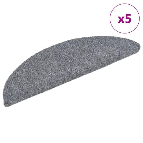 Vidaxl Stair Mats Self -Tilholdte 5 stykker 56x17x3 cm lysegrå semi -round