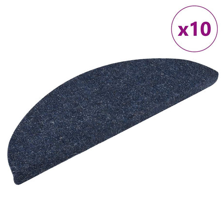 Vidaxl Stair Mats Self -fast 10 stykker 56x17x3 cm blå semi -runde