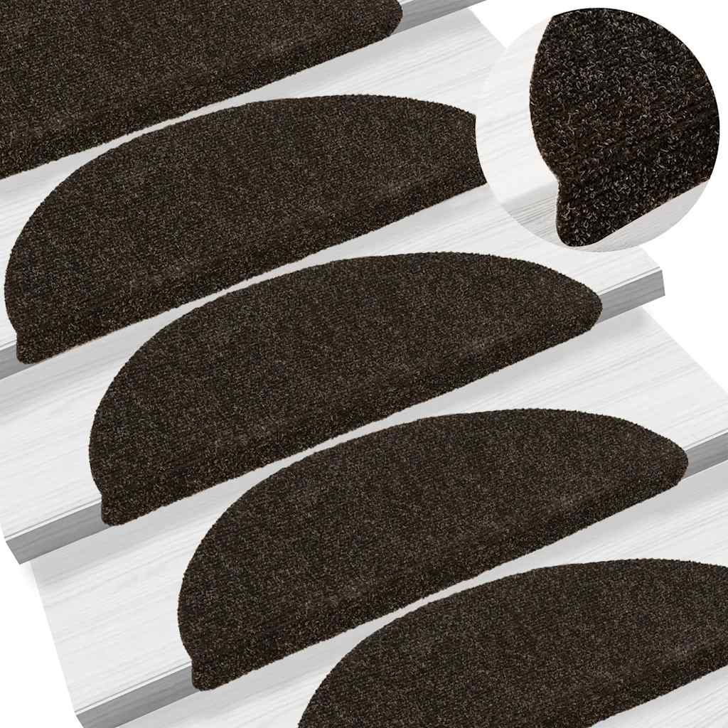 Vidaxl Stair Mats Self -fast 5 stykker 56x17x3 cm mørkebrun halvkugle