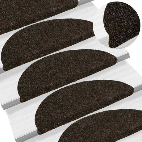 Vidaxl Stair Mats Self -fast 5 stykker 56x17x3 cm mørkebrun halvkugle