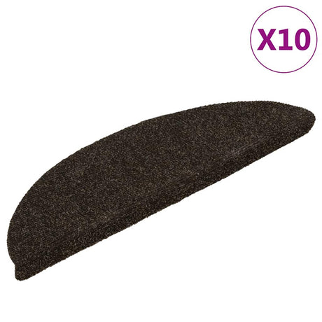Vidaxl Stair Mats Self -fast 10 st 56x17x3 cm mørkebrun halvkugle