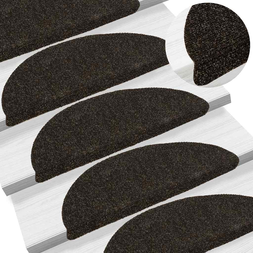 Vidaxl Stair Mats Self -fast 10 st 56x17x3 cm mørkebrun halvkugle