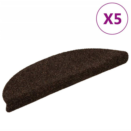 Vidaxl Stair Mats Self -Tilholdte 5 stykker 56x17x3 cm brun halvrund