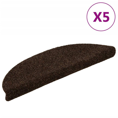 Vidaxl Stair Mats Self -Tilholdte 5 stykker 56x17x3 cm brun halvrund