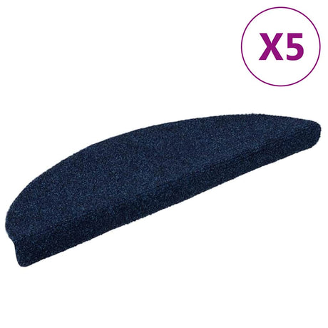 VidaXL trappemåtter selvklæbende 5 stk 56x17x3 cm marineblå halvrunde