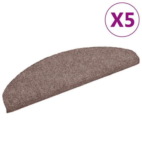 Vidaxx trappemåtter selvklæbende 5 stk 65x21x4 cm lysebrun halvcirkel stor