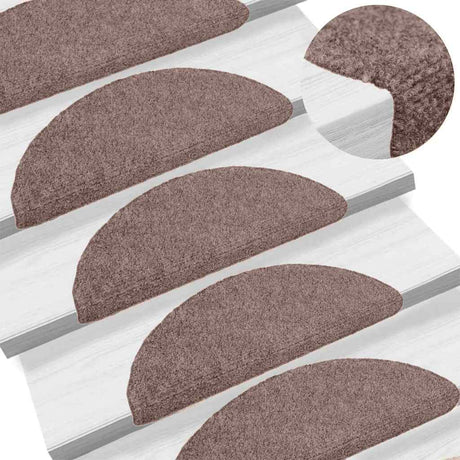 Vidaxx stair mats self-adhesive 10 pieces 65x21x4 cm light brown semi-circular large