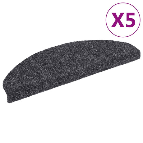 Vidaxl Stair Mats Self -fast 5 stykker 65x21x4 cm mørkegrå halvkugle stor