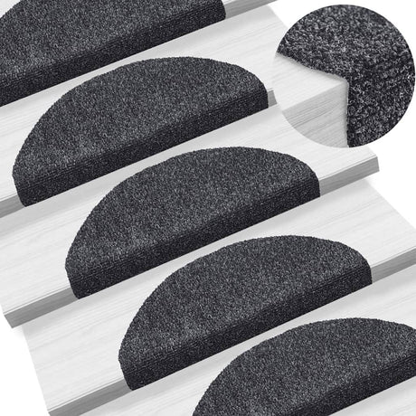 Vidaxl Stair Mats Self -fast 5 stykker 65x21x4 cm mørkegrå halvkugle stor