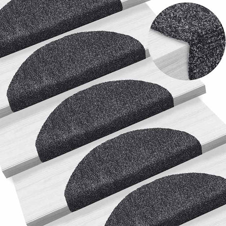 Vidaxl Stair Mats Self -fast 5 stykker 65x21x4 cm mørkegrå halvkugle stor