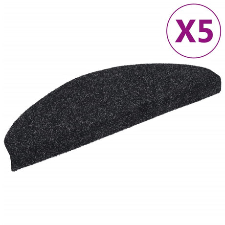 Vidaxl Stair Mats Self -Tilholdte 5 stykker 65x21x4 cm sort semi -runde store