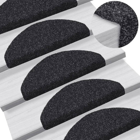 Vidaxl Stair Mats Self -Tilholdte 5 stykker 65x21x4 cm sort semi -runde store