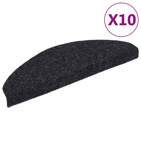 Vidaxl Stair Mats Self -Tilholdte 10 stykker 65x21x4 cm sort semi -runde store