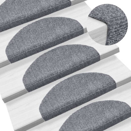Vidaxl Stair Mats Self -fast 5 stykker 65x21x4 cm lysegrå halvkugle stor