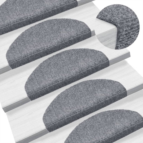 Vidaxl Stair Mats Self -fast 10 stk 65x21x4 cm lysegrå halvkugle stor